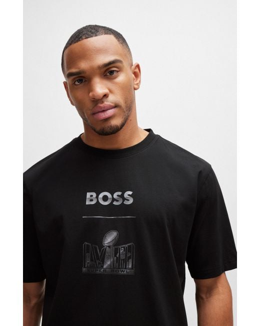 Boss Black X Nfl Stretch-cotton T-shirt With Printed Artwork for men