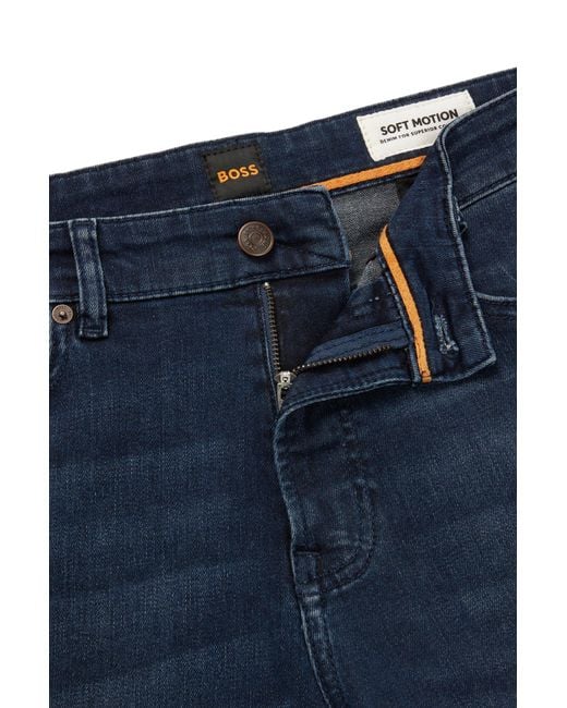 Boss Blue Regular-fit Jeans In Navy Super-stretch Denim for men