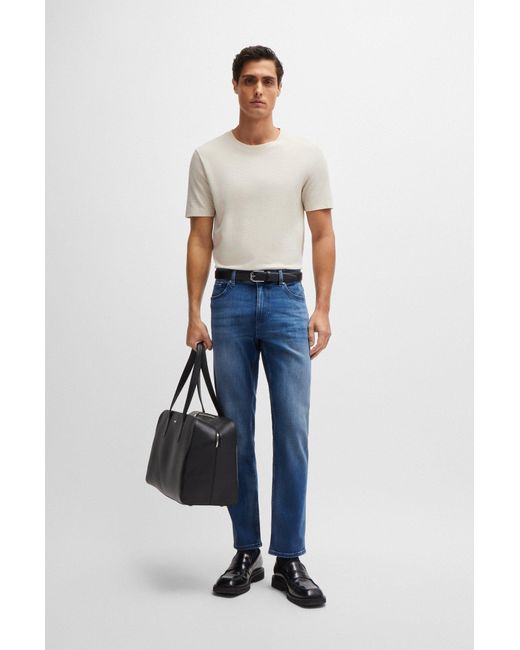 Boss Slim-fit Jeans In Blue Cashmere-touch Denim for men