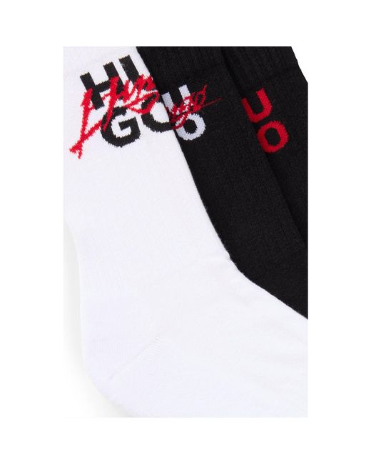 HUGO Black Cotton-Rich Branded Quarter Socks for men