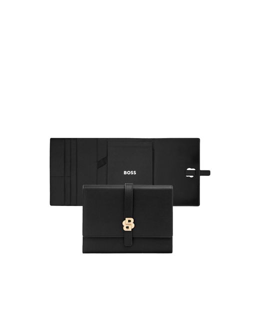 Boss Black A5 Conference Folder With Double B Monogram Closure