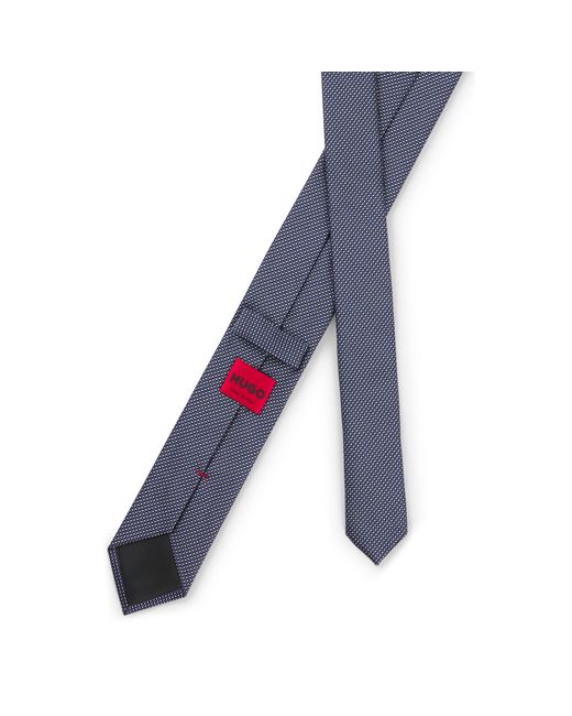 HUGO Blue Silk Tie With Jacquard-Woven Pattern for men