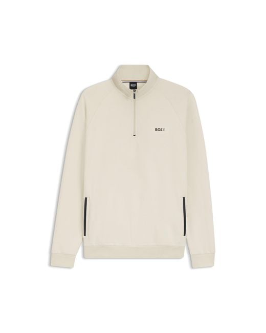 Boss Natural Cotton-Blend Jacket With Metallic Logo for men