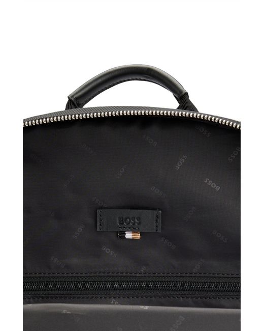Boss Black Structured-material Backpack With Logo And Two-way Zip for men