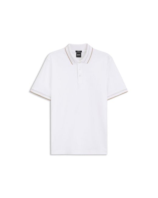 Boss White Slim-Fit Polo Shirt for men