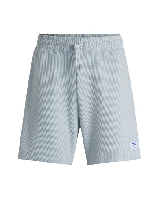 HUGO Loose-Fit Shorts Aus Baumwoll-Mix Mit Waffelstruktur in Blue für Herren