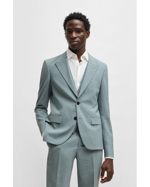 HUGO Driedelig Slim-Fit Pak Van Materiaal in het Blue voor heren