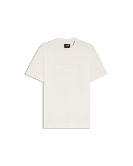 Boss White X Aston Martin Mercerised-Cotton T-Shirt With Wing Detail for men