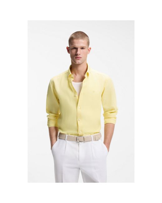 Boss Yellow Regular-Fit Button-Down Shirt for men
