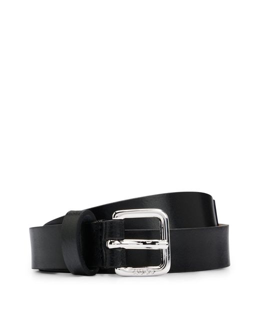 Ceinture en cuir italien avec chaîne logotée HUGO en coloris Black