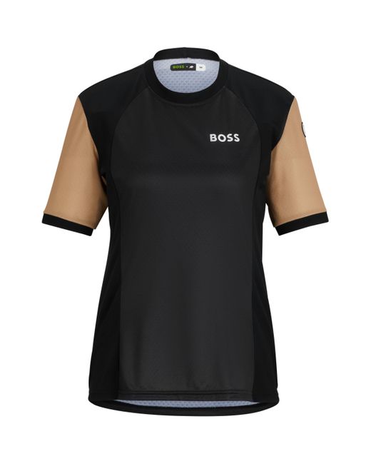 Boss X Assos Regular-fit Top Van Upf35-jersey Met Merkaccent in het Black