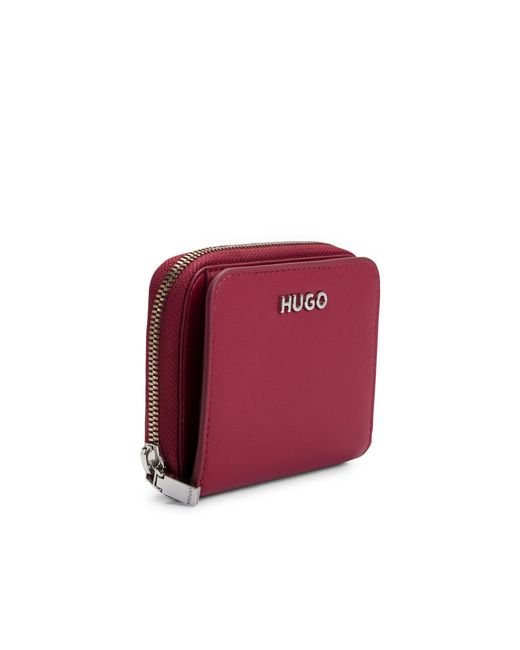 HUGO Red Small Faux-Leather Wallet With Logo Lettering