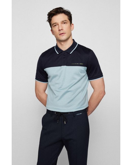 BOSS by HUGO BOSS Cotton Slim-fit Polo Shirt With Gloss-effect Logo in  Turquoise (Blue) for Men - Lyst
