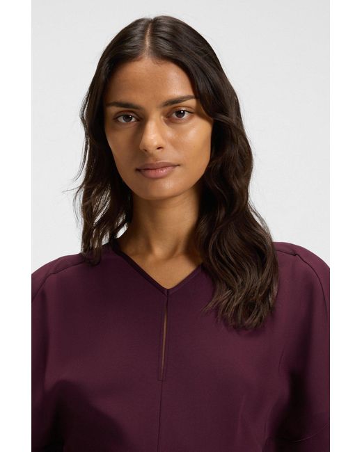 Boss Purple Kleid Aus Softem Krepp Mit Schlüsselloch-Ausschnitt
