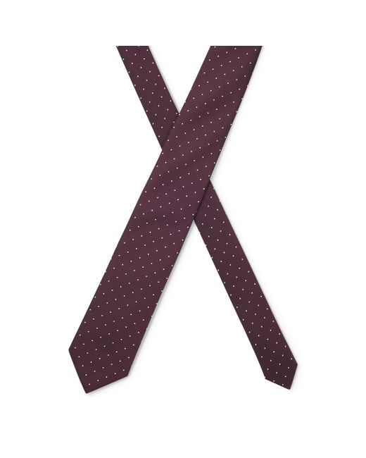 Boss Purple Silk-Blend Tie With Dot Pattern for men