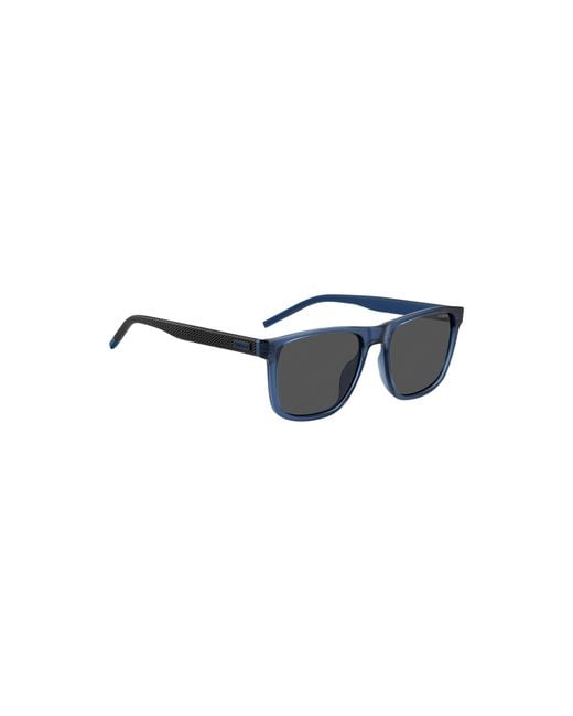 HUGO Blue Transparent- Sunglasses With Patterned Temples for men