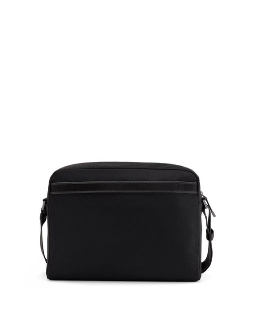 BOSS by HUGO BOSS Synthetic Recycled-nylon Messenger Bag With Italian- leather Trims in Black for Men - Lyst