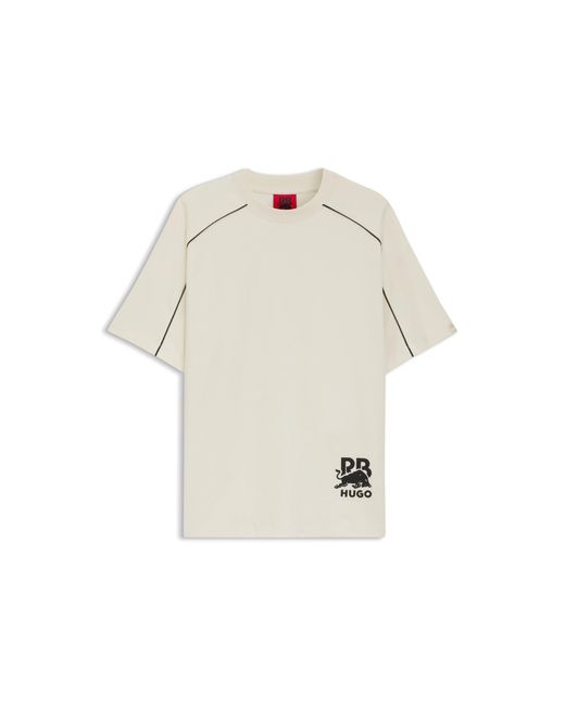 HUGO Natural X Rb Cotton-Blend T-Shirt With Contrast Piping for men