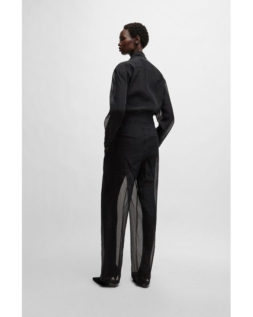Boss Black Naomi X Relaxed-fit Jumpsuit In Sheer Organza