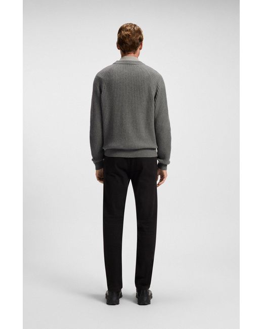 Boss Relaxed-Fit Pullover Aus Rippstrick in Gray für Herren