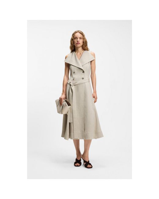 Boss Natural Double-Breasted Wrap Dress