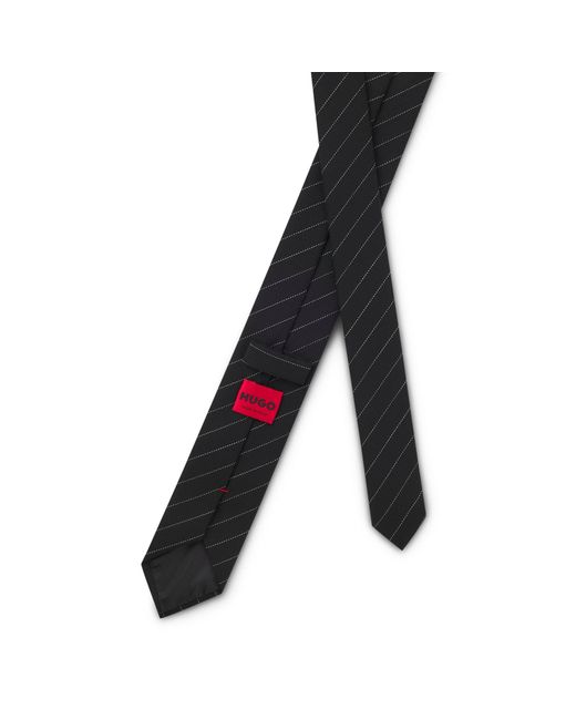 HUGO Black Tie With Diagonal Stripe for men