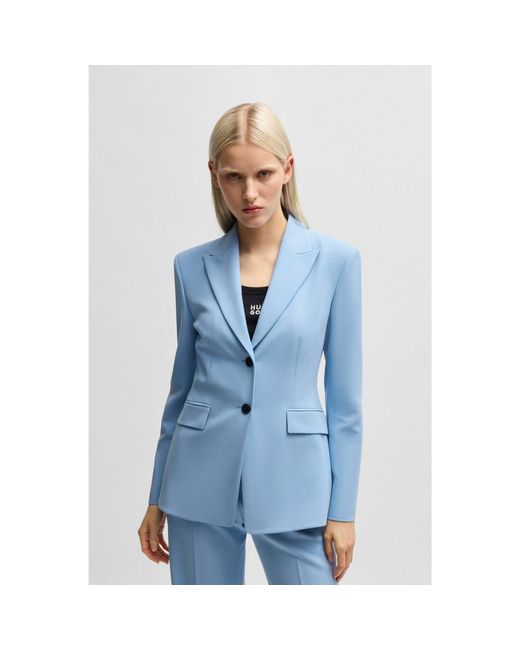 HUGO Blue Slim-Fit Blazer With Contrast Buttons