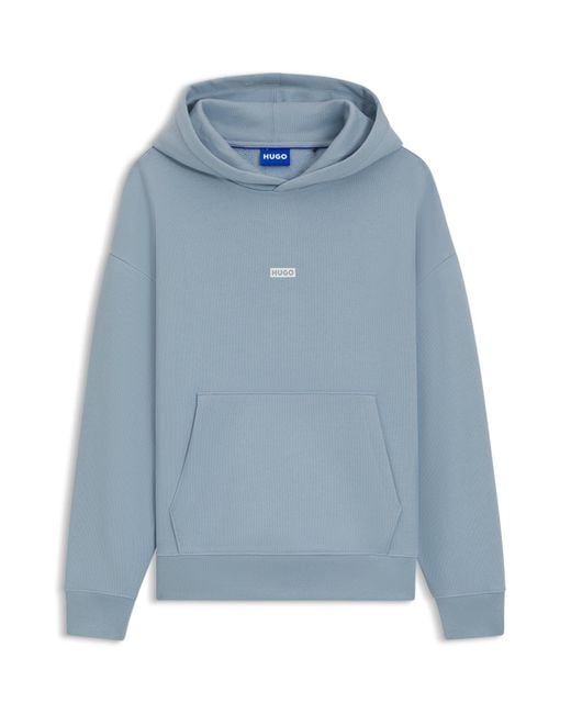 Sweat À Capuche Loose En Molleton De Coton Avec Détails Logotés HUGO pour homme en coloris Blue