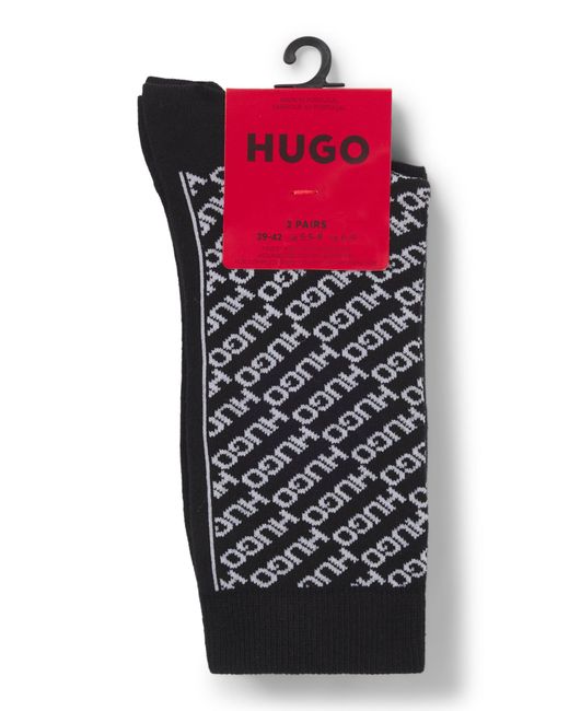 HUGO Black Mittelhohe Socken Mit Logos Im Zweier-Pack