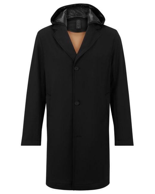 BOSS by HUGO BOSS Relaxed-fit Coat With Contrast Hood In Performance ...