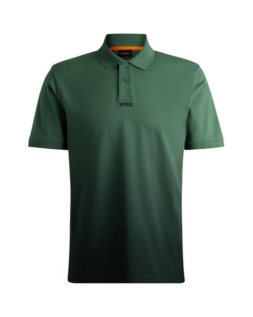 Boss Green Cotton-piqué Polo Shirt With Dip-dye Finish for men