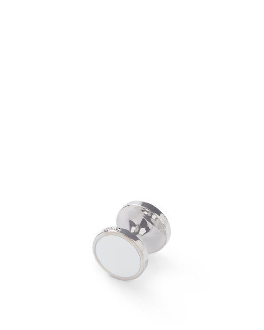 HUGO White Round Cufflinks With Enamel Core And Logo for men