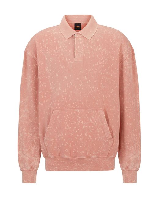 Boss Pink Relaxed-fit Sweatshirt In Cotton Terry With Logo Detail for men