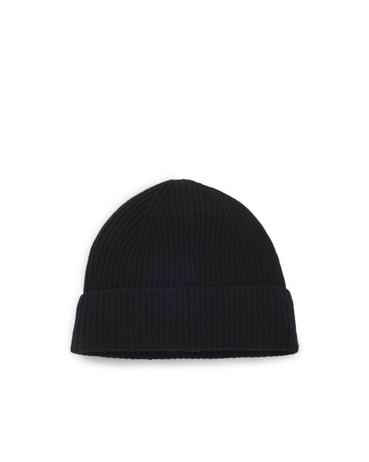 Boss Black Wool-Cashmere Beanie Hat With Double B Monogram