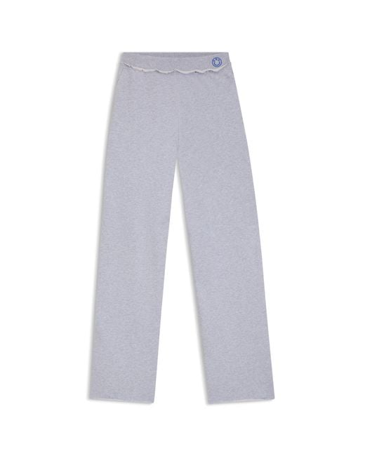 HUGO Blue Cotton-Terry Tracksuit Bottoms With Logo Waistband