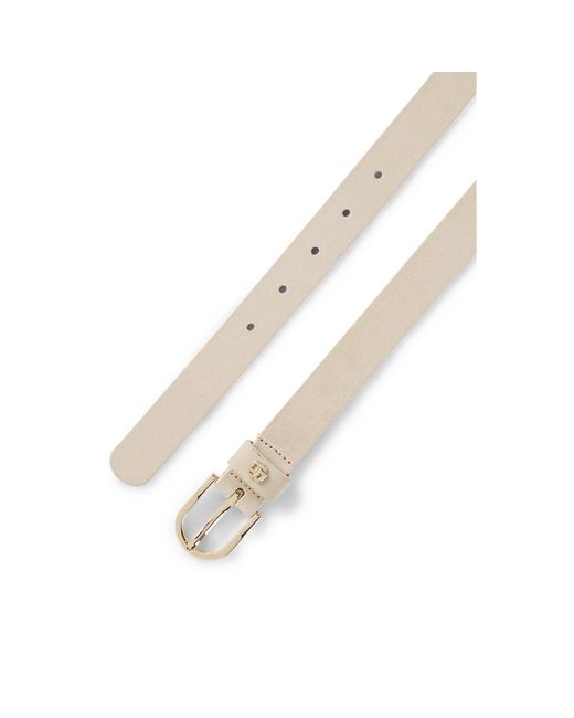 Boss Natural Suede Belt With-Tone Double B Monogram