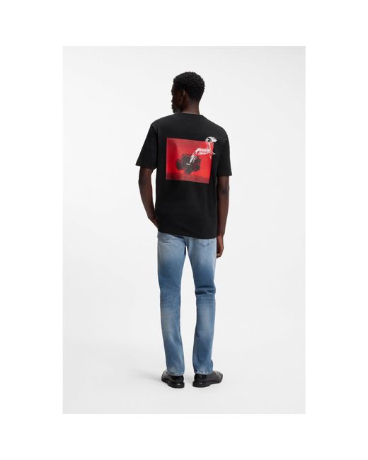 HUGO Red Cotton-Jersey T-Shirt With Rear Graphic for men