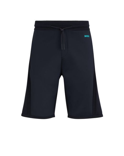 Boss Regular-fit Shorts Met Contrasterende Logoprint in het Blue voor heren