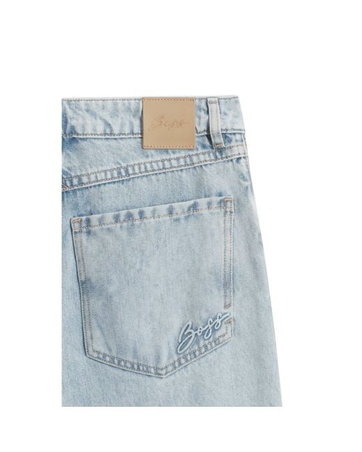 Boss Blue Relaxed-Fit Wide-Leg Jeans