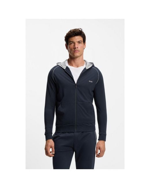 Boss Blue Zip-Up Hoodie for men