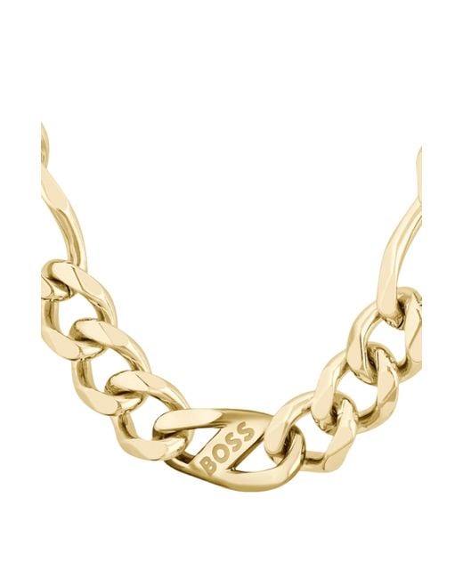 Boss Goldfarbene Halskette im Figaro-Stil mit Logo-Glied in Multicolor für Herren