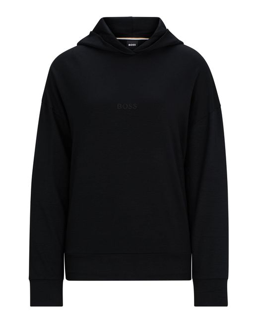 Boss Black French-terry Hoodie With Embroidered Logo