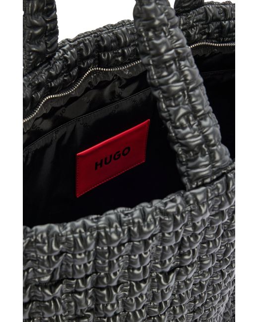 HUGO Shopper Van Imitatieleer Met Gewatteerde Look En Logodetail in het Black