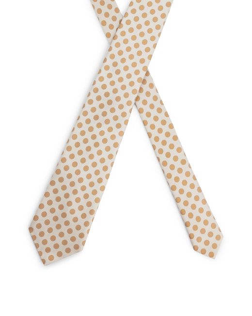Boss White Silk-jacquard Tie With Dot Motif for men
