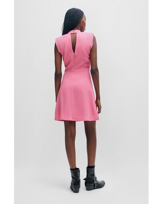 HUGO Pink Mini Dress With Drape-front Detail