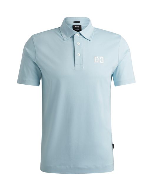 Boss Blue X Shohei Ohtani Polo Shirt With Monogram Embroidery for men