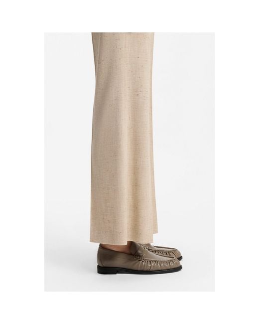 Boss Gray Leather Moccasins With Double B Monogram