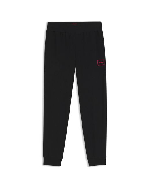 HUGO Black Cuffed Loungewear Bottoms for men