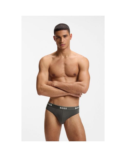 Boss Blue Three-Pack Of Logo-Waistband Briefs for men