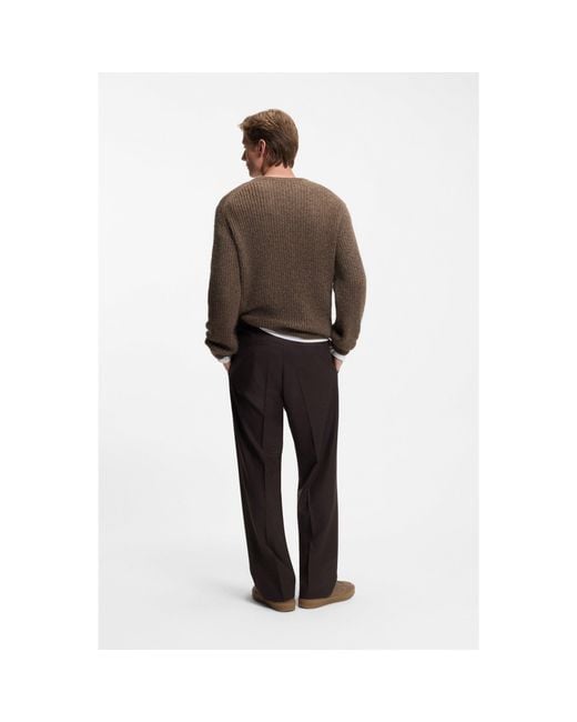 Boss Brown Beckham X Knitted Sweater With Mouliné Rib for men